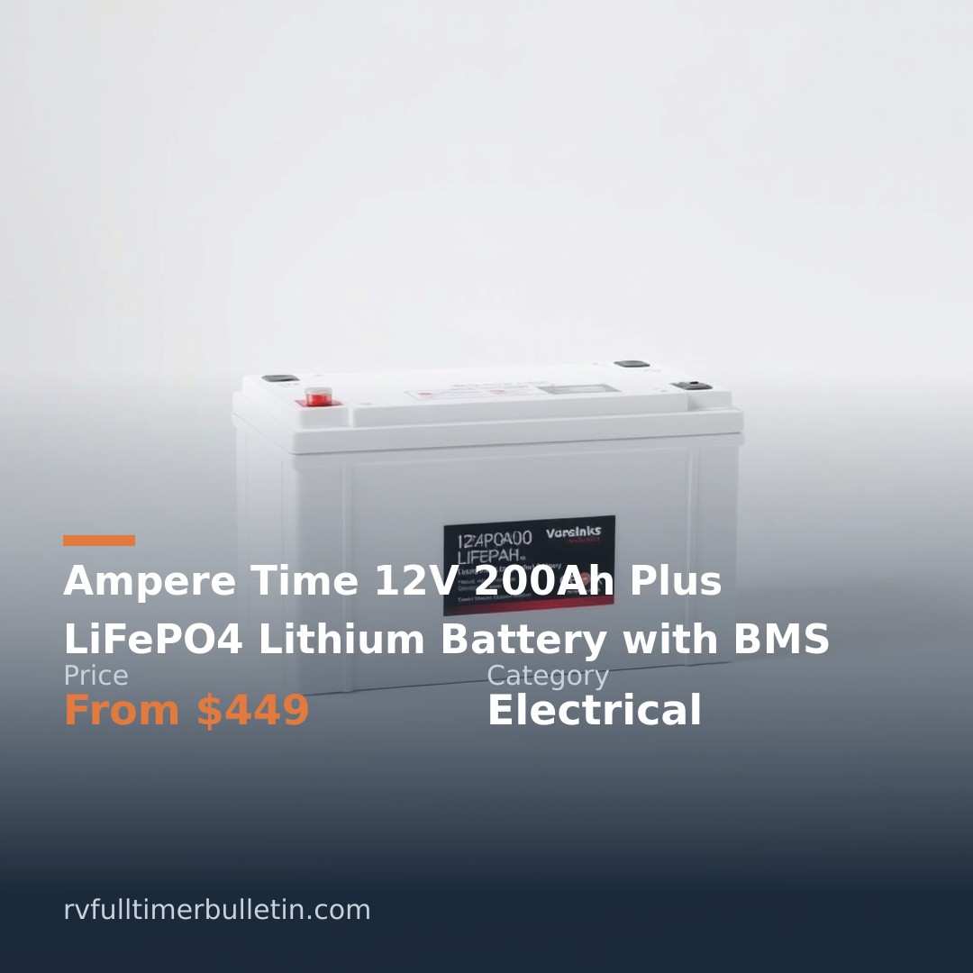 Ampere Time 12V 200Ah Plus LiFePO4 Lithium Battery with BMS