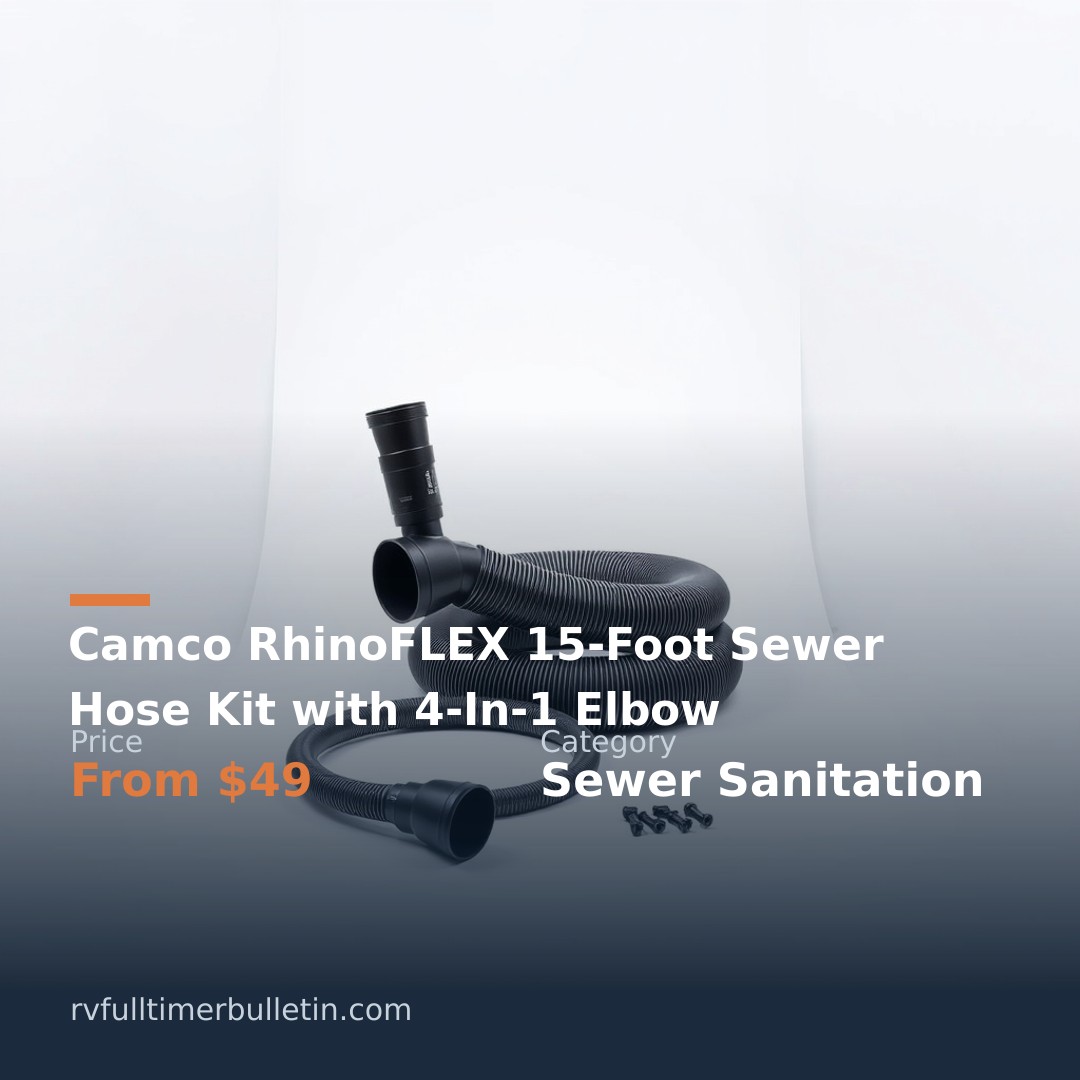 Camco RhinoFLEX 15-Foot Sewer Hose Kit with 4-In-1 Elbow