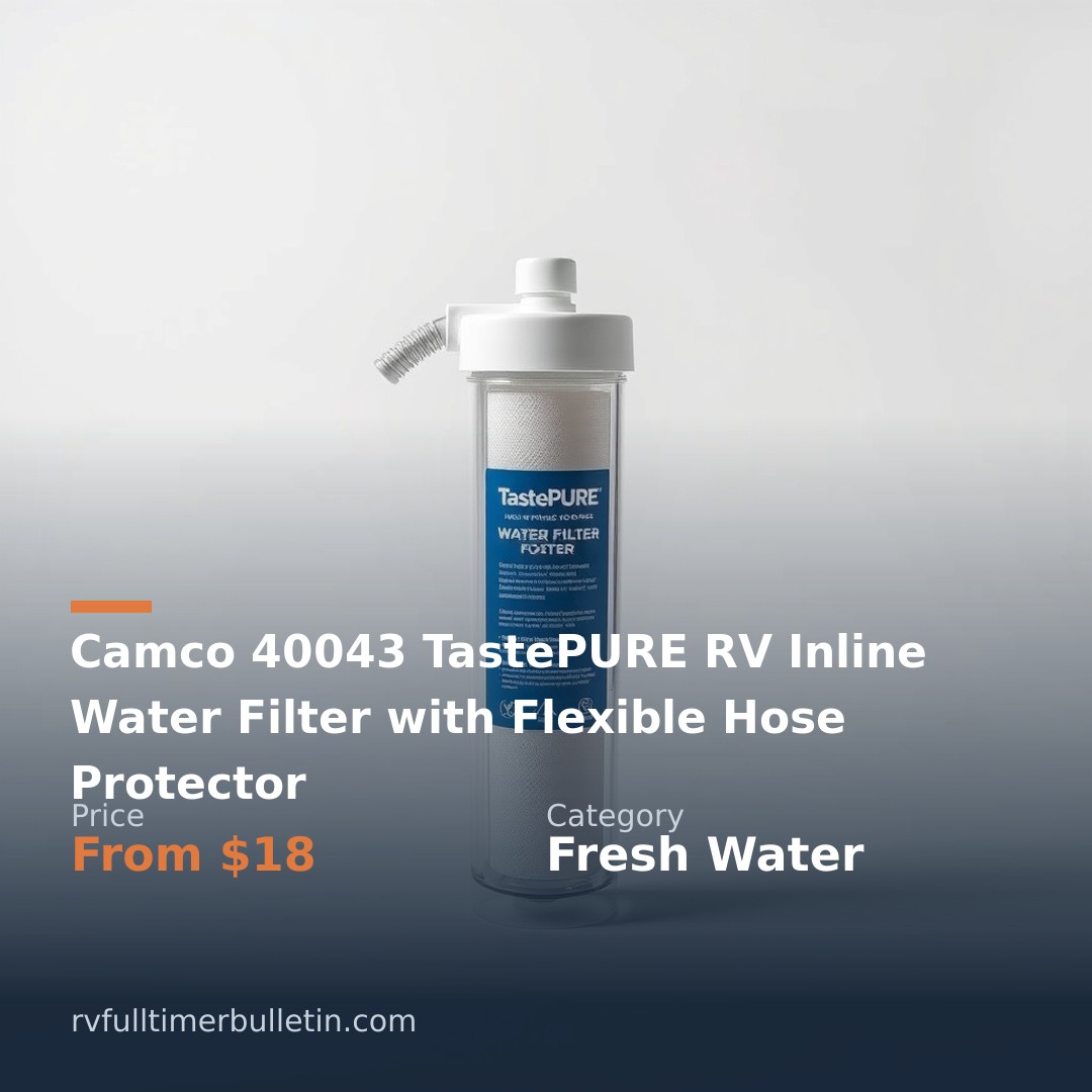 Camco 40043 TastePURE RV Inline Water Filter with Flexible Hose Protector