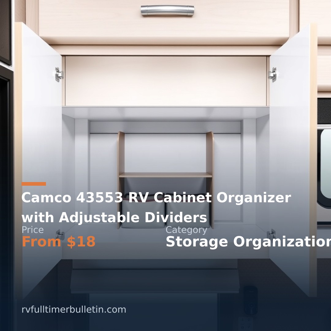 Camco 43553 RV Cabinet Organizer with Adjustable Dividers