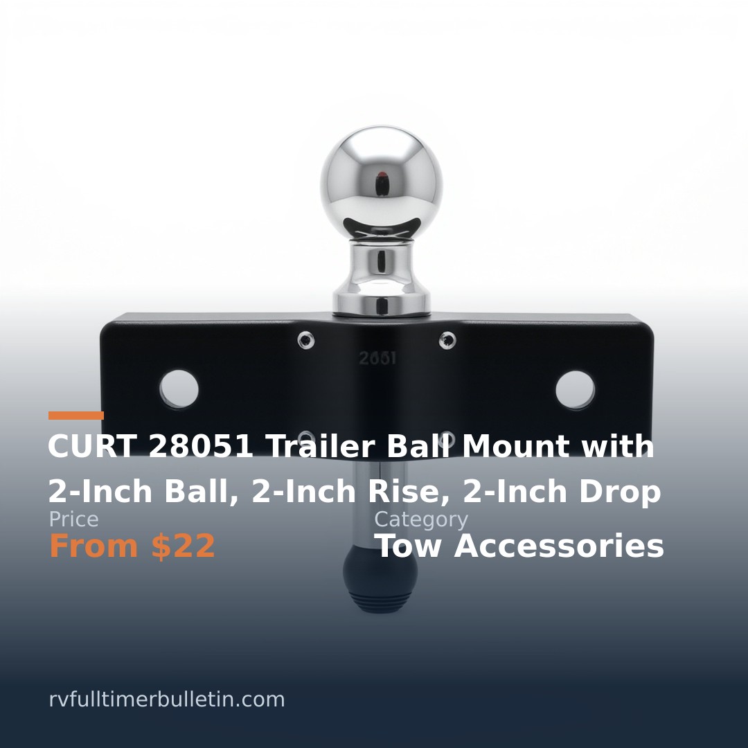 CURT 28051 Trailer Ball Mount with 2-Inch Ball, 2-Inch Rise, 2-Inch Drop
