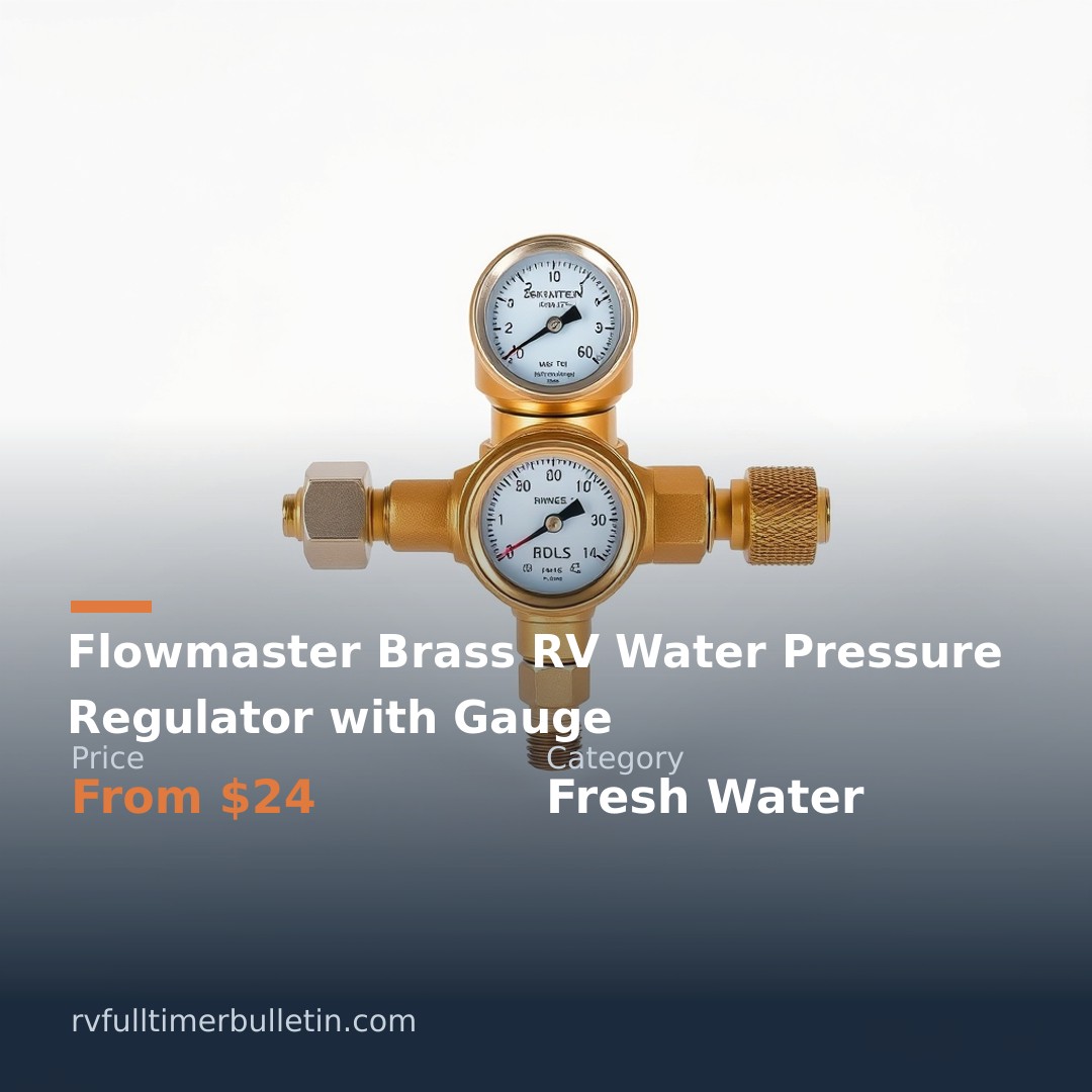 Flowmaster Brass RV Water Pressure Regulator with Gauge