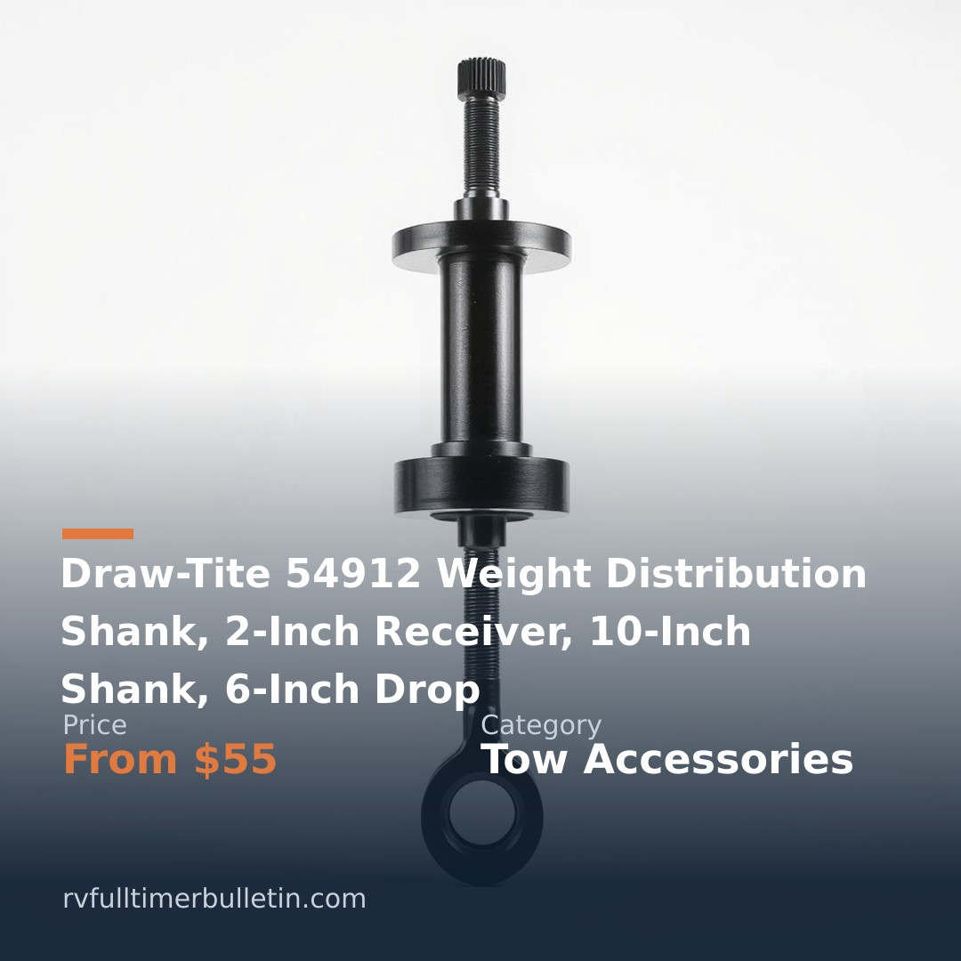 Draw-Tite 54912 Weight Distribution Shank, 2-Inch Receiver, 10-Inch Shank, 6-Inch Drop