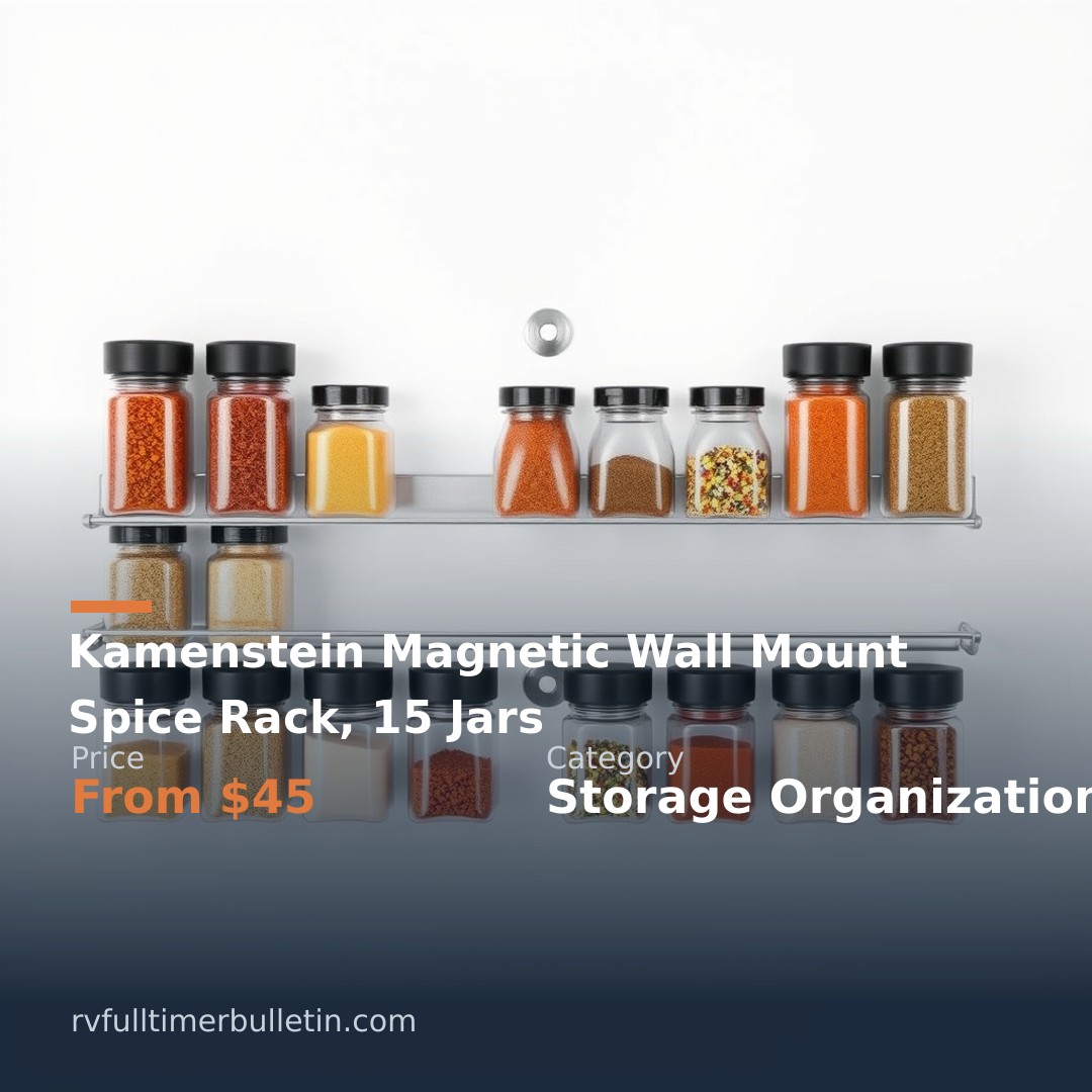 Kamenstein Magnetic Wall Mount Spice Rack, 15 Jars