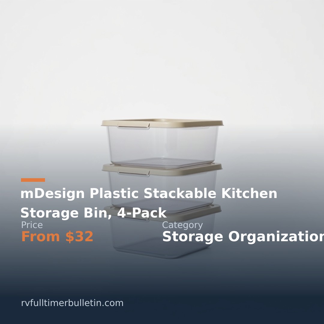 mDesign Plastic Stackable Kitchen Storage Bin, 4-Pack