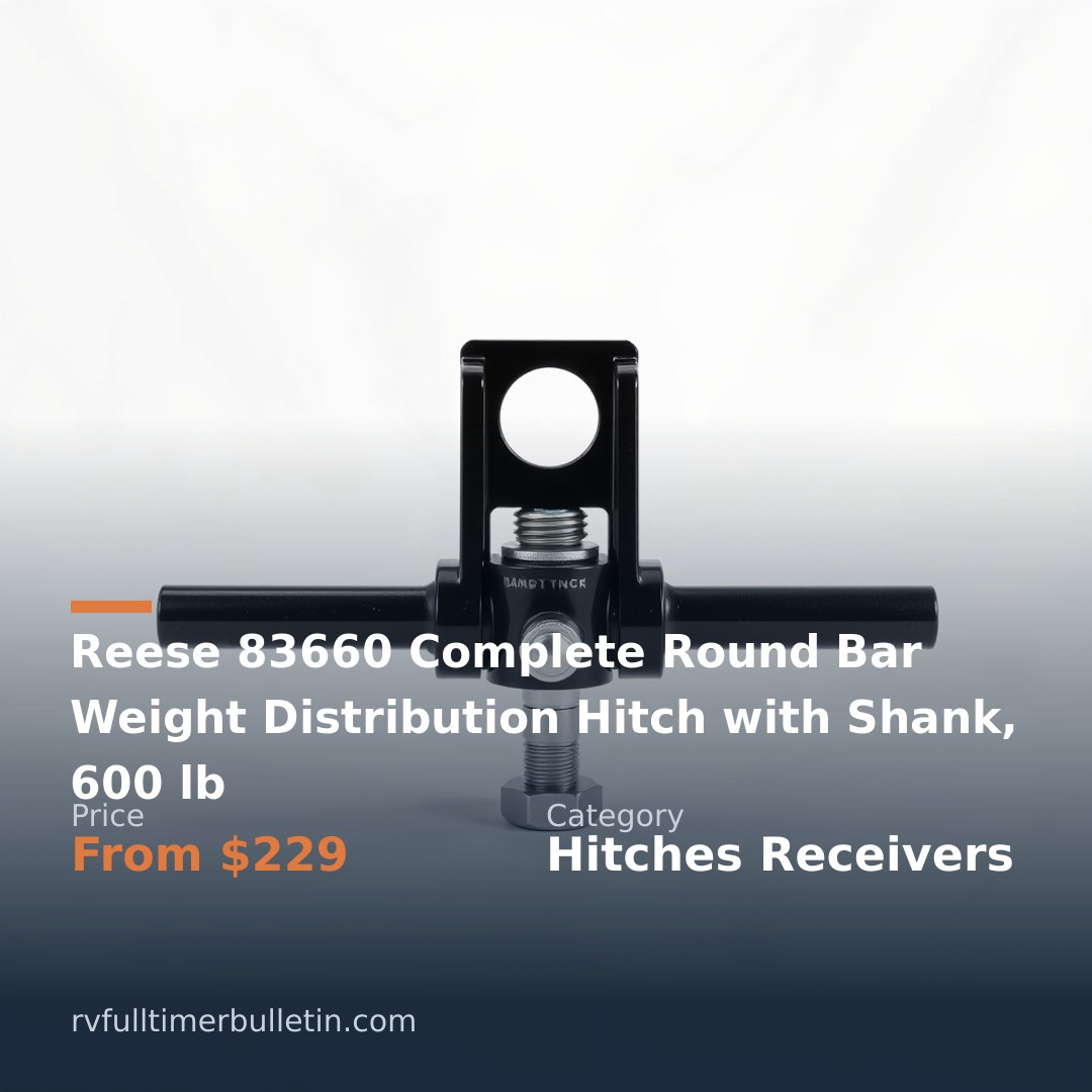 Reese 83660 Complete Round Bar Weight Distribution Hitch with Shank, 600 lb