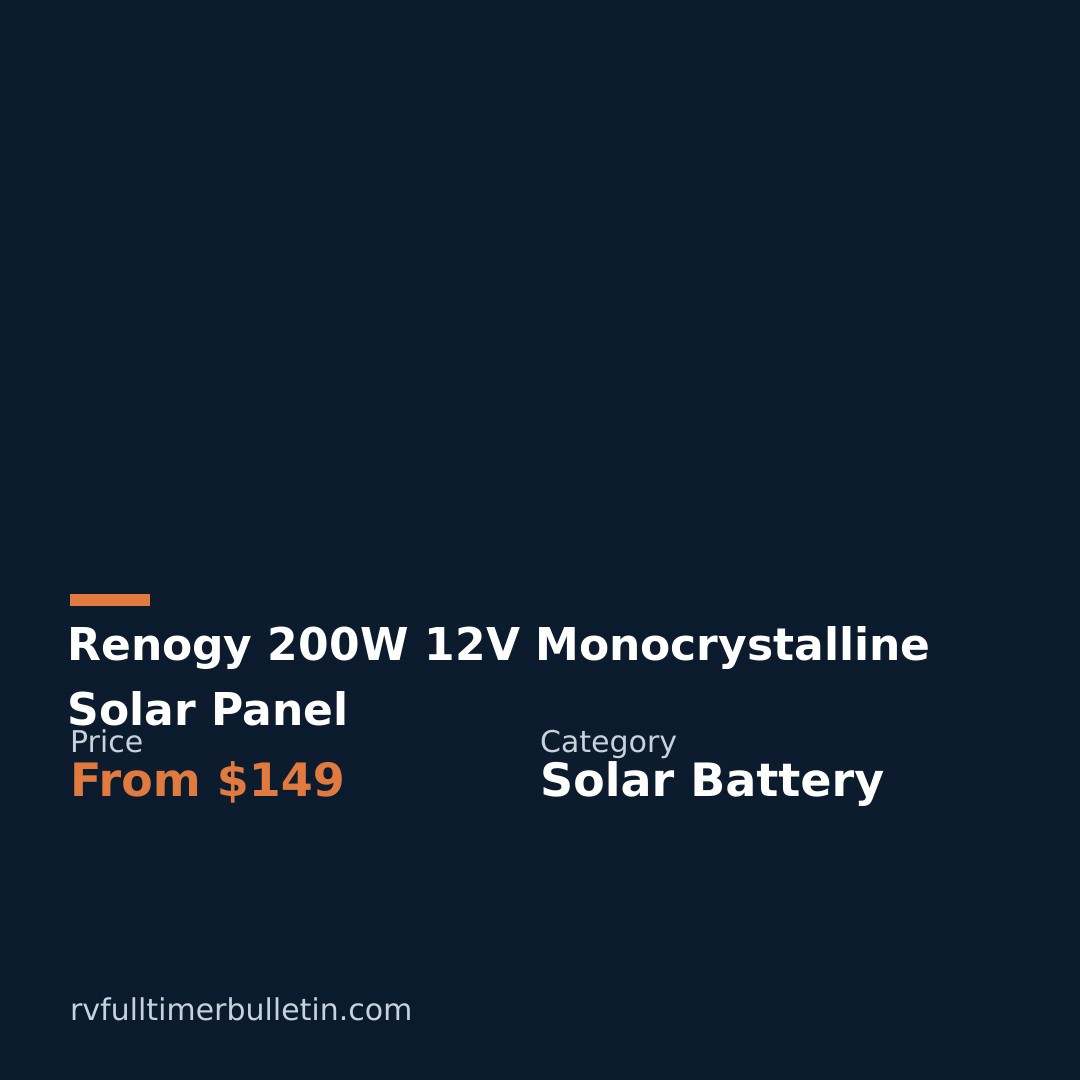 Renogy 200W 12V Monocrystalline Solar Panel