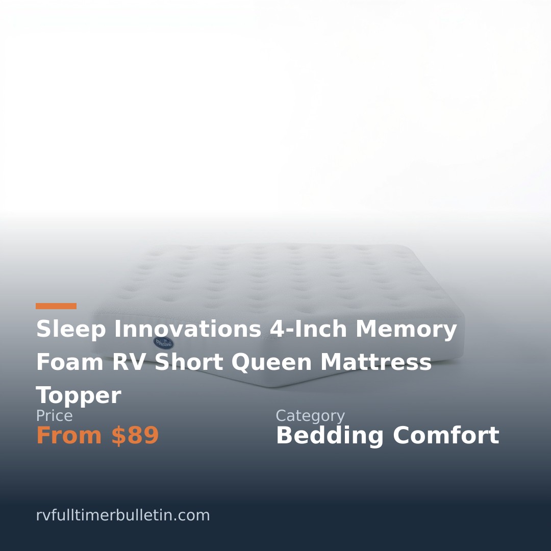Sleep Innovations 4-Inch Memory Foam RV Short Queen Mattress Topper