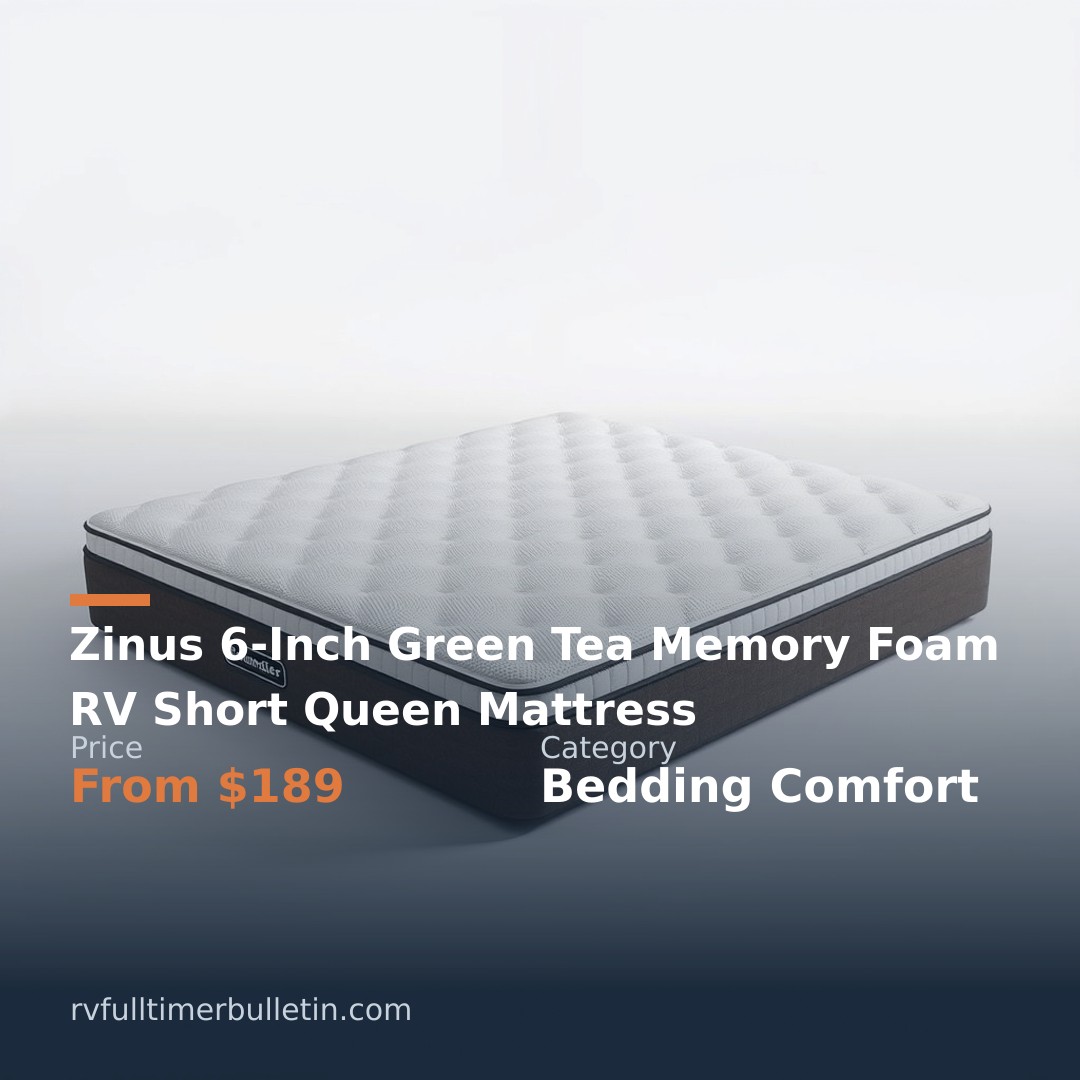 Zinus 6-Inch Green Tea Memory Foam RV Short Queen Mattress