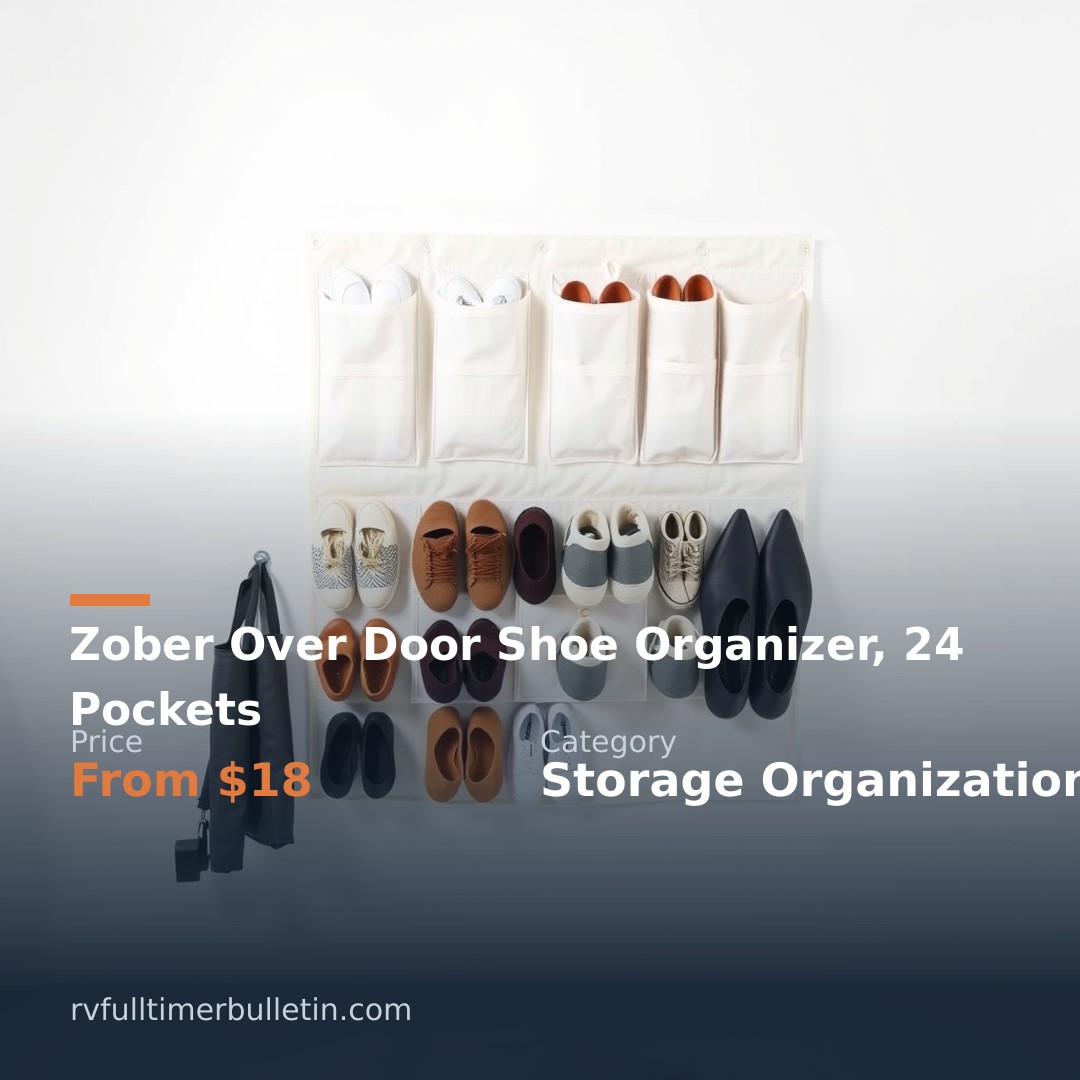 Zober Over Door Shoe Organizer, 24 Pockets